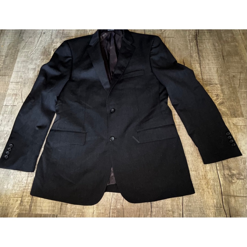 Pronto Uomo Platinum‎ Mens Black Two Button Blazer Suit Jacket Formal 42L
